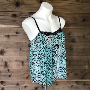 Betsey Johnson Intimates Turquoise leopard Top Lg